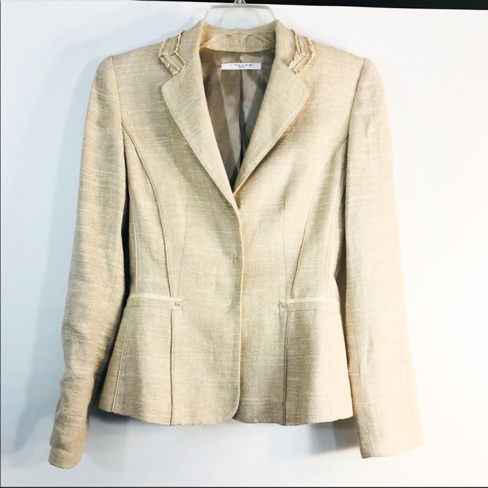 Tahari Beige Tweed Blazer